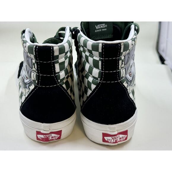 "Vans" Kids Green/White CHECKERBOARD BULLDOG High Top Sneakers Size 4.5,Skater - Picture 6 of 11